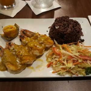 langostinos costa arriba con arroz con guandu