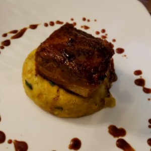 porkbelly con pure de platano