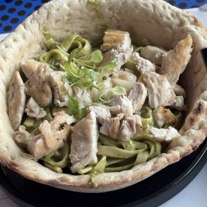 Pasta pesto con pollo