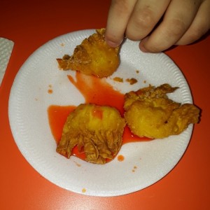 wanton con camarones