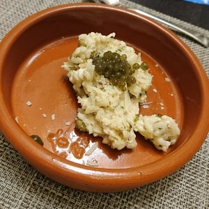 Risotto de pollo con coco y guandu