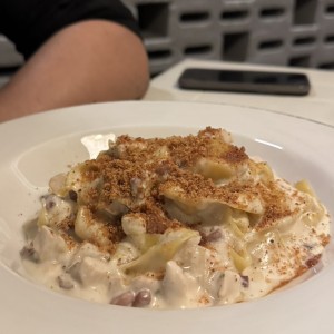 Tagliatelle Alfredo e Prosciutto (con pollo)