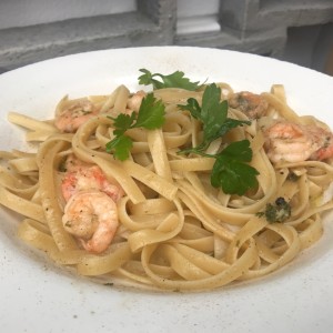 pasta con camarones