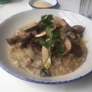 Rissoto de fungi y filete de res