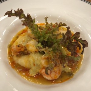Langostinos al curry.