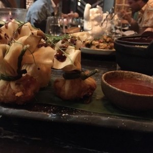crispy shrimp & leek dumpling