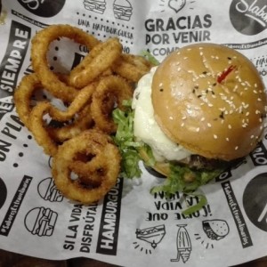 hongos swiss y aros de cebolla