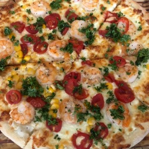 Pizza con camarones