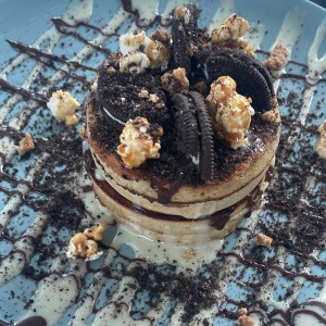 Pancake de oreo, popcorn, nutella.
