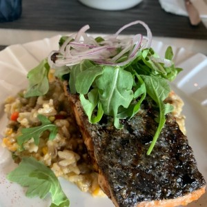 Salmon con risotto