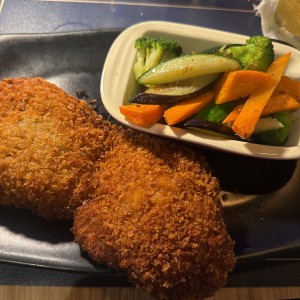 Schnitzel de Res con vegetales salteados
