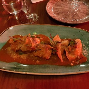 Antipasti - Raviolis di Gamberoni
