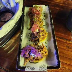 Patacones con pulled pork