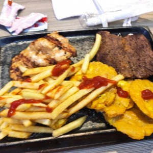 pollo y filete de res