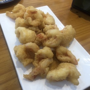 Prawns with duck yolk