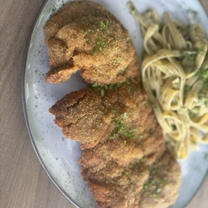 Milanese con pasta al olio