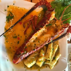 Langosta en salsa al ajillo con yuca la moho