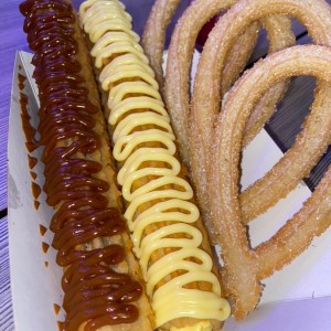 Churros rellenos y aros con azucar