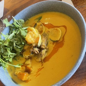 Calabaza con mariscos