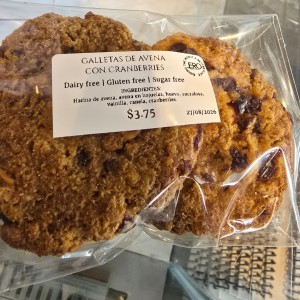 Galletas de avena con cranberries
