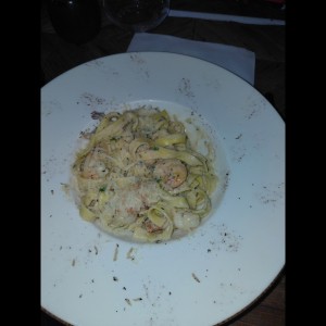 fettucini con langostinos 