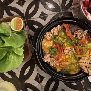 Guacho de guandu y mariscos
