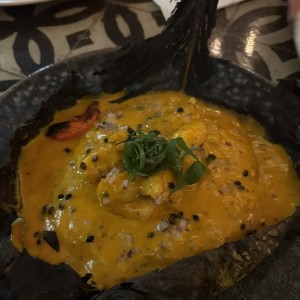 Tamal de arroz con langostino