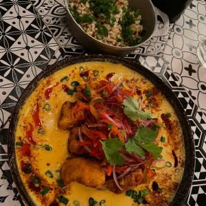 pescado y arroz con coco