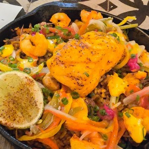 Arroz con Concolón de mariscos y Pescado