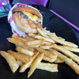 Cheesy burger menu lunch