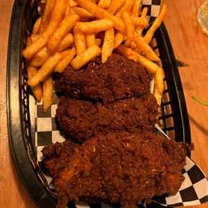 Pollo y papas fritas