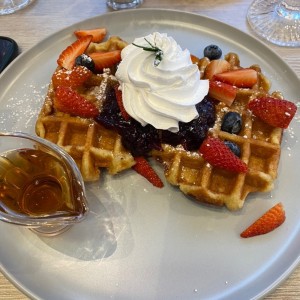 Waffles con blueberries