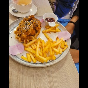 Orange chicken waffle