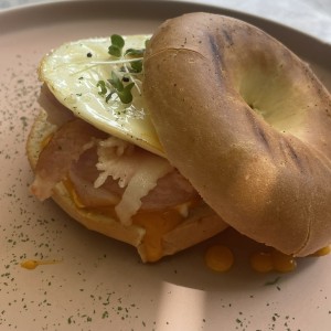 Bagel cheese and bacon