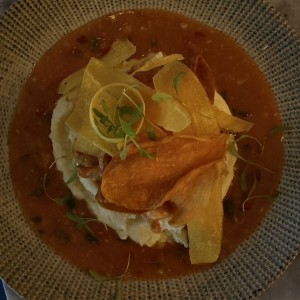 Camarones al ajillo con pure ( menu lunch )