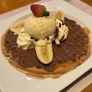 Waffle de Nutella y Banano