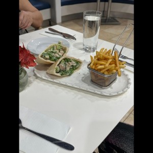 Pita chicken Salad/ Papas Fritas