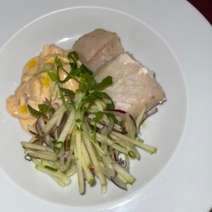 Corvina con mariscos
