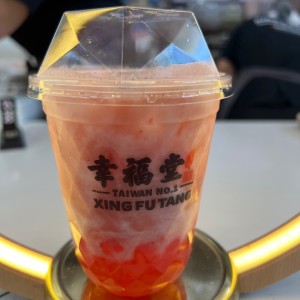 Strawberry bobba milk