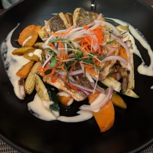 Pargo con vegetales