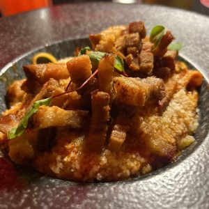 Linguini pork belly