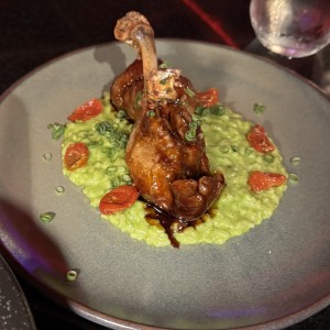 Pollo al jardin con risotto