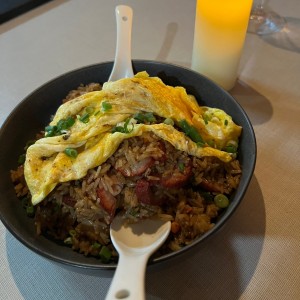 Arroz oriental de char siu