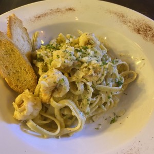 Pasta con langostinos 