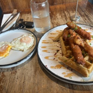 Wafles con pollo