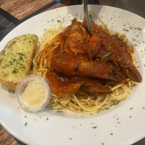 Pastas - Espaguettis con langostinos.
