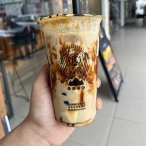 Black Sugar Boba Pudding Milk with Cream Mousse