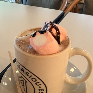 Chocolate caliente con malvas