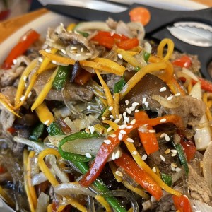 Fideos de camote con carne