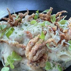 Rigatoni con camarones